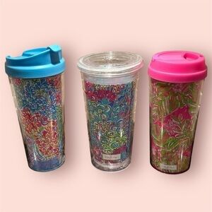 Lilly Pulitzer Plastic Tumblers- 3 total cups/mugs/drink-ware